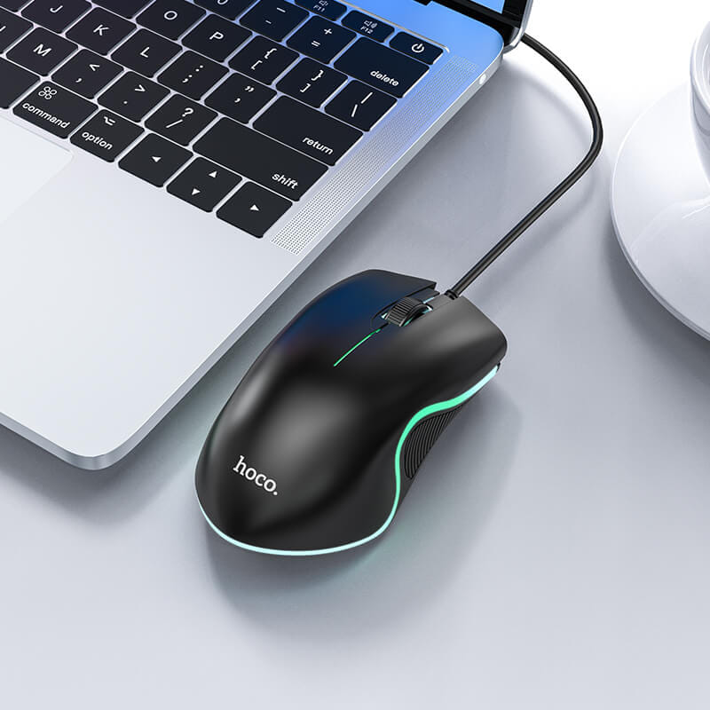 เมาส์เกมมิ่ง HOCO GM19 แต่งไฟ RGB LUMINOUS สาย USB ยาว 1.4 เมตร DPI 1000