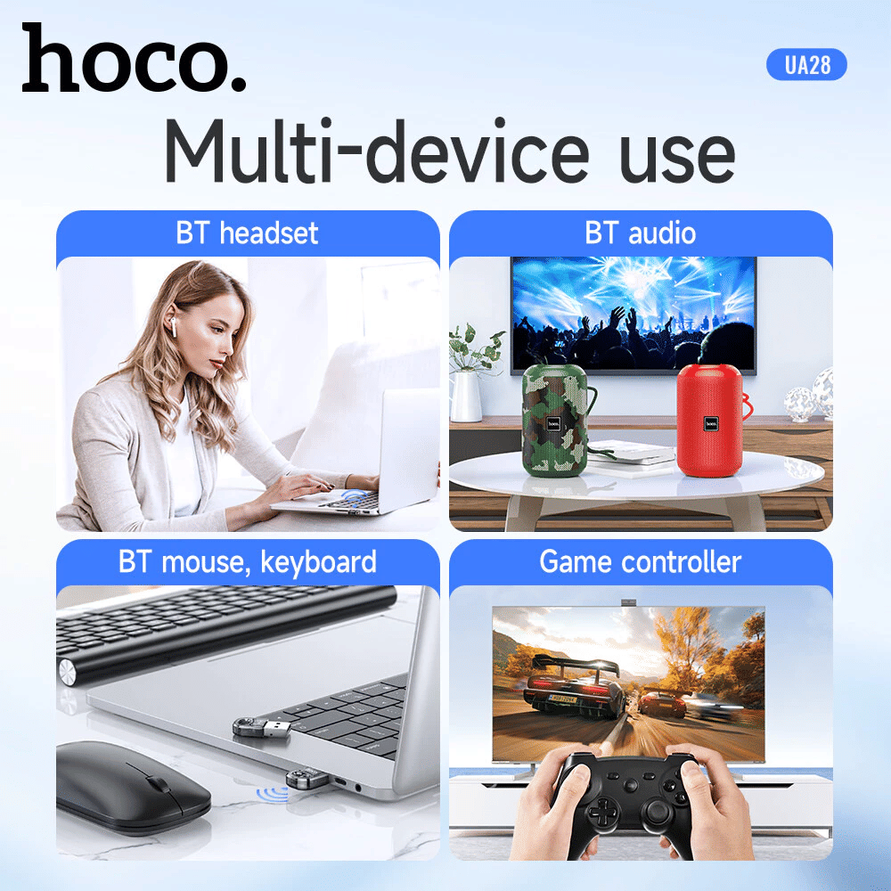 ตัวรับสัญญาณบลูทูธ HOCO UA28 BLUETOOTH 5.1 ความเร็ว 3MBPS ระยะเชื่อมต่อ 10 เมตร