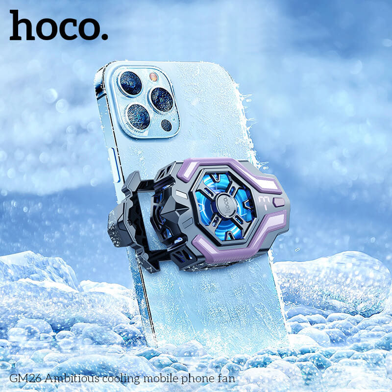 พัดลมระบายความร้อนมือถือ HOCO GM26 มีหน้าจอแสดงอุณหภูมิ ลมแรงเย็นเร็ว -3°C สำหรับมือถือจอ 4.5-7 นิ้ว_8
