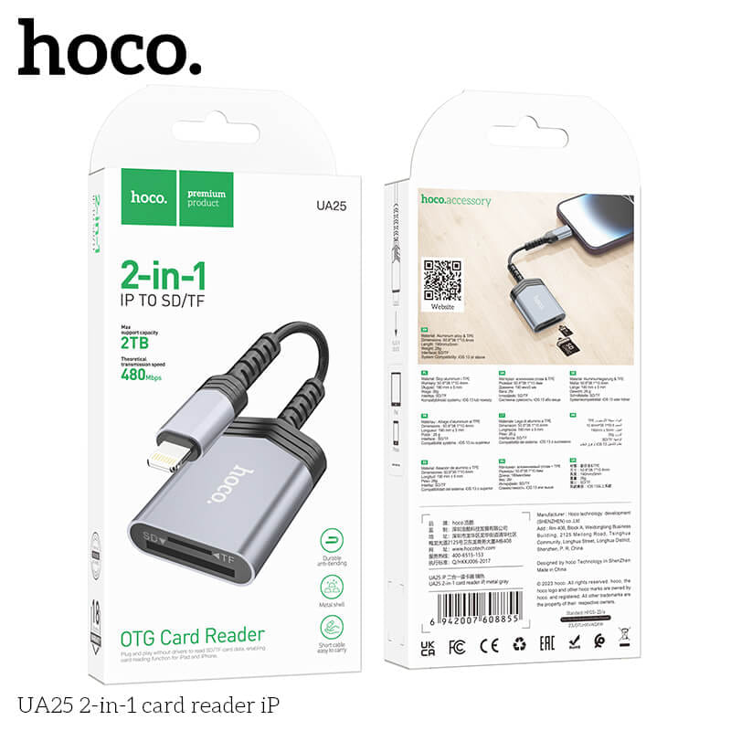 การ์ดรีดเดอร์ IOS LIGHTNING 2IN1 HOCO UA25 ความเร็วสูง 480MBPS รับไฟล์สูงสุด 2TB รองรับ OTG สำหรับ IPHONE 6-14_8