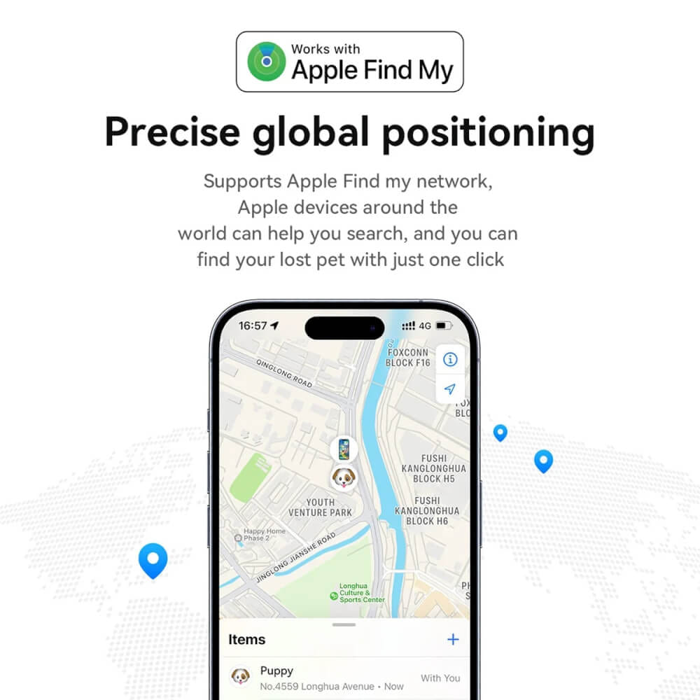 อุปกรณ์ติดตามสัตว์เลี้ยง HOCO E91C GPS TAG แบบคล้องปลอกคอ รองรับ APPLE FIND MY สีขาว_8
