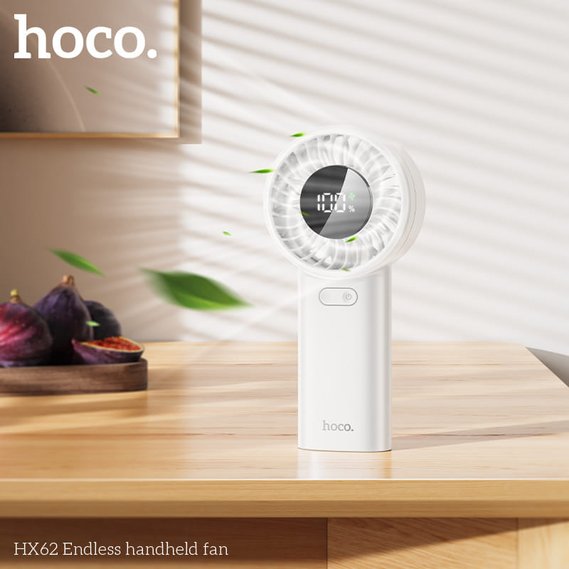 พัดลมพกพา HOCO HX62 ปรับแรงลม 100 ระดับ หน้าจอดิจิทัล แบตเตอรี่ 6000MAH ใช้งานสูงสุด 17 ชั่วโมง