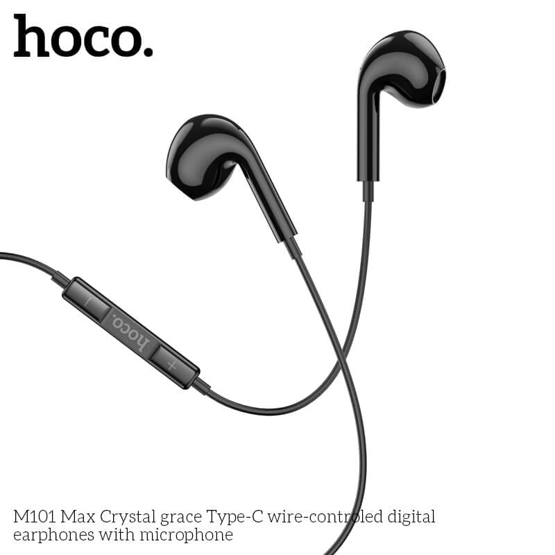 หูฟัง HOCO M101 MAX สาย TYPE-C สีดำ ไมโครโฟนในตัว พร้อมปุ่มคอนโทรล