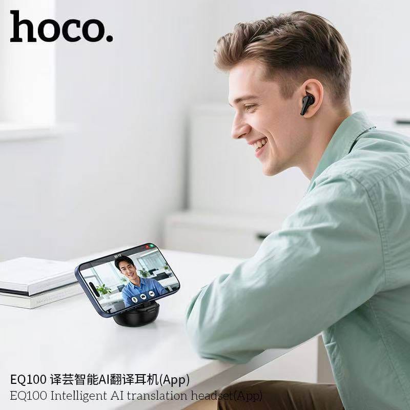 หูฟังแปลภาษา 134 ภาษา HOCO EQ100 สีดำ AI อัจฉริยะ รองรับแอป HOCO MUSIC ปรับแต่งเสียง EQ