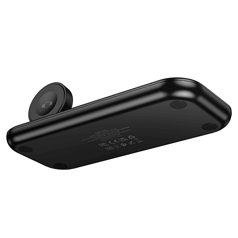 แท่นชาร์จไร้สาย 3-IN-1 HOCO CW65 สีดำ ระบบชาร์จ QI สำหรับโทรศัพท์ APPLE WATCH และ AIRPODS