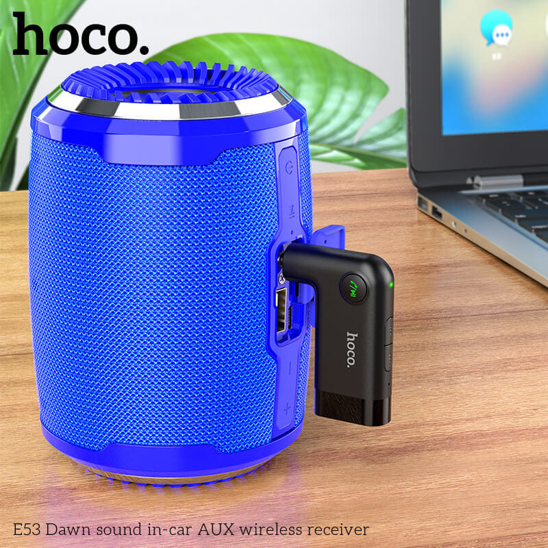 อุปกรณ์รับสัญญาณบลูทูธ HOCO E53 แปลงพอร์ต AUX 3.5MM สำหรับใช้งานในรถยนต์ รองรับการโทรสาย