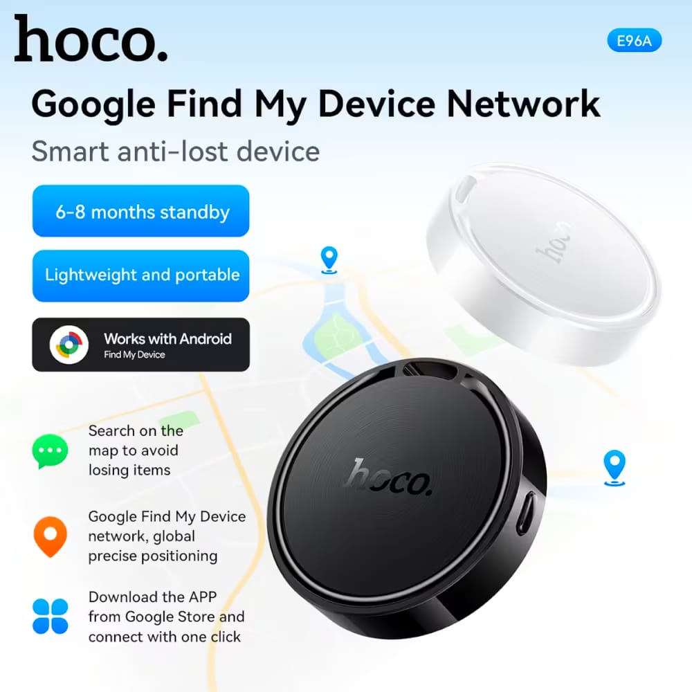 อุปกรณ์ติดตามจีพีเอส HOCO E96A ANDROID GPS TAG สำหรับแอนดรอยด์ รองรับ GOOGLE FIND MY DEVICE สีขาว_10