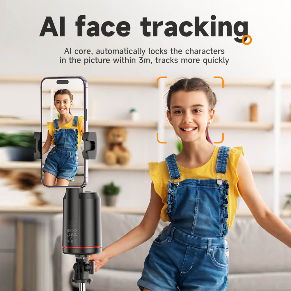 ขาตั้งมือถือ HOCO K23 AI SMART TRACKING หมุนได้ 360&deg; ติดตามใบหน้าอัตโนมัติ รีโมท BLUETOOTH 5.2 ควบคุมด้วยท่าทาง และฐานยึดขนาด 1/4 นิ้ว