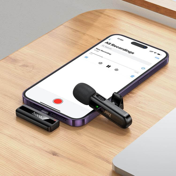 ไมโครโฟนไร้สาย HOCO L20 IOS LIGHTNING รับเสียง HD 360&deg; ระบบลดเสียงรบกวน สำหรับ IPHONE 6-14