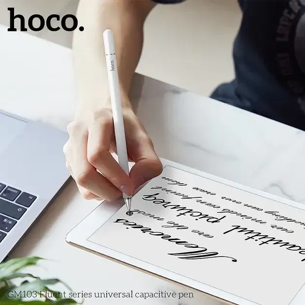 ปากกาสไตลัส 2-IN-1 HOCO GM103 ใช้งานได้ 2 หัว รองรับหน้าจอ แท็บเล็ต มือถือ ชนิด CAPACITIVE สีดำ