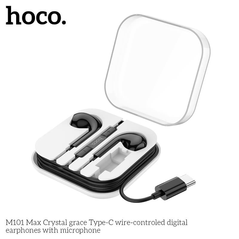 หูฟัง HOCO M101 MAX สาย TYPE-C สีดำ ไมโครโฟนในตัว พร้อมปุ่มคอนโทรล