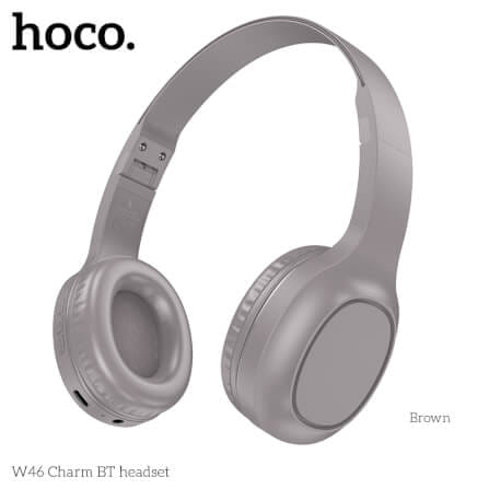 หูฟังไร้สาย HOCO W46 AUX 3.5MM แบตเตอรี่ 20 ชม. BT 5.3 ไมค์ในตัว สีน้ำตาล_0