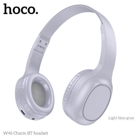 หูฟังไร้สาย HOCO W46 สีเทาสว่าง AUX 3.5MM แบตเตอรี่ 20 ชม. BT 5.3 ไมค์ในตัว_0
