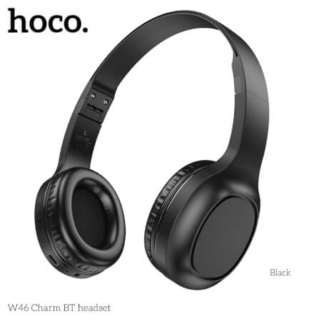 หูฟังไร้สาย HOCO W46 สีดำ AUX 3.5MM แบตเตอรี่ 20 ชม. BT 5.3 ไมค์ในตัว_0
