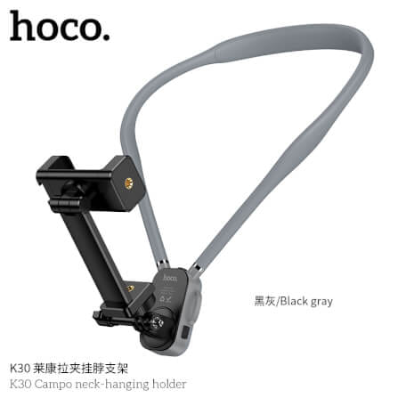 ที่จับโทรศัพท์ HOCO K30 สีดำ แบบคล้องคอ พร้อมสายรัดหน้าอก หมุนได้ 360°_0