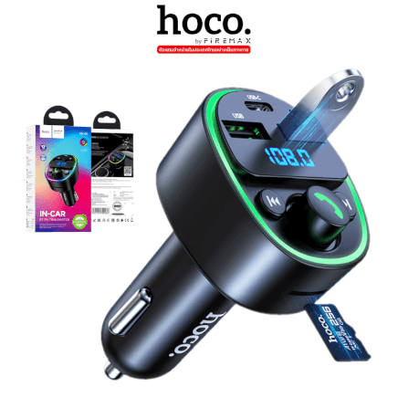 บลูทูธรถยนต์ & หัวชาร์จในรถ HOCO HK46 จ่ายไฟ 2.4A รองรับแฟลชไดรฟ์ TF CARD สีดำ_0