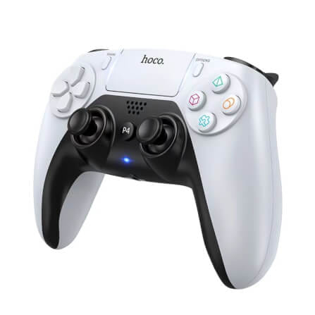 จอยเกมไร้สาย HOCO GA1 สำหรับใช้กับ PS4 รองรับระบบสั่น ระบบเสียง เ, 6-AXIS GYROSCOPE, Bชื่อมต่อหูฟังได้ สีขาว_0