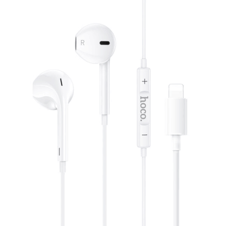 หูฟังมีสาย HOCO M111 สีขาว แจ็คไลท์นิ่ง สำหรับ IPHONE รุ่น 6-14 ไม่ต้องต่อบลูทูธ ไมค์ในตัว_0