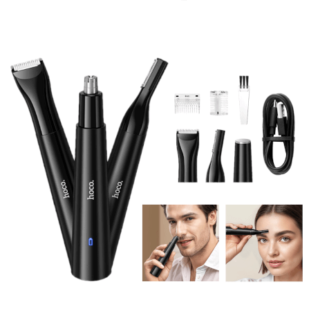 เครื่องโกนไฟฟ้า 3-IN-1 HOCO HP37 พร้อมหัวเปลี่ยน 3 แบบ ตัดขนจมูก / กันคิ้ว / โกนขน ชาร์จไฟได้_0