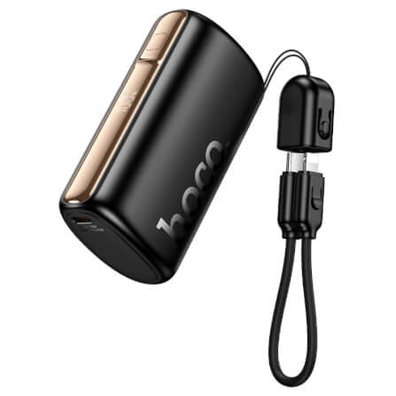 แบตสำรอง HOCO Q50 10000 MAH รองรับชาร์จเร็ว PD 20W + QC 3.0 พร้อมสายชาร์จในตัว สีดำ_0