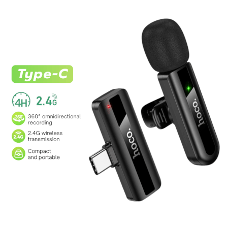 ไมโครโฟนไร้สาย HOCO L20 TYPE-C รับเสียง HD 360° ระบบลดเสียงรบกวน สำหรับ ANDROID & IPHONE 15-17_0