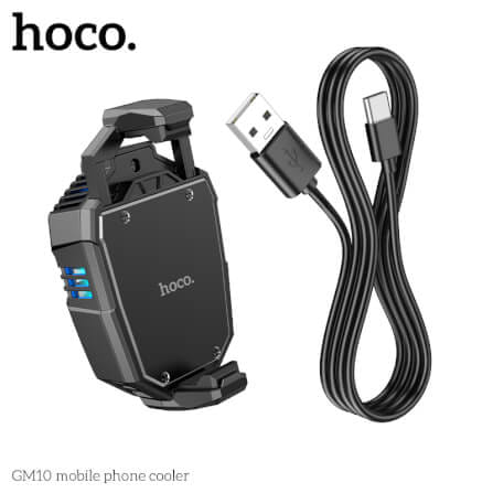 พัดลมระบายความร้อนมือถือ HOCO GM10 รองรับขนาดจอ 4.5-7 นิ้ว สีดำ_1
