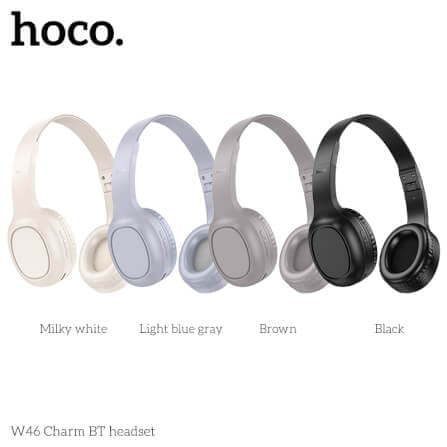 หูฟังไร้สาย HOCO W46 สีดำ AUX 3.5MM แบตเตอรี่ 20 ชม. BT 5.3 ไมค์ในตัว_1