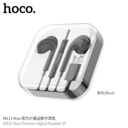 หูฟังอินเอียร์ HOCO M111 MAX สายไลท์นิ่ง สำหรับ IPHONE รุ่น 6-14 ไมค์ในตัว สีดำ_1