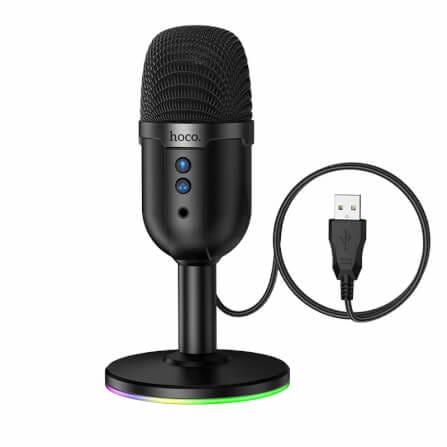ไมโครโฟนตั้งโต๊ะ HOCO L25 จับเสียงรอบทิศ 360° ต่อสาย USB-A พร้อมไฟ RGB_1
