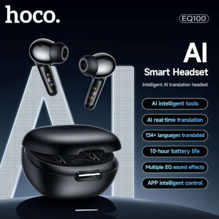 หูฟังแปลภาษา 134 ภาษา HOCO EQ100 สีดำ AI อัจฉริยะ รองรับแอป HOCO MUSIC ปรับแต่งเสียง EQ_1