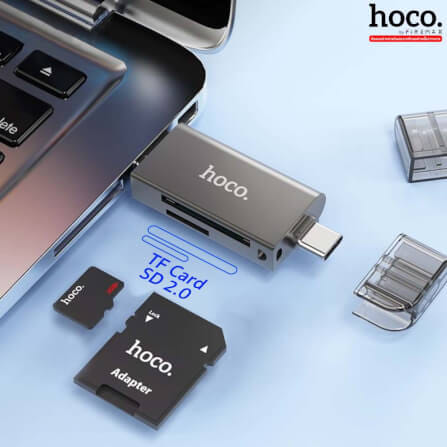 การ์ดรีดเดอร์ 2-IN-1 HOCO HB39 USB 3.0 & TYPE-C ความเร็วสูง 5GBPS รองรับ OTG สำหรับการ์ด TF & SD_1