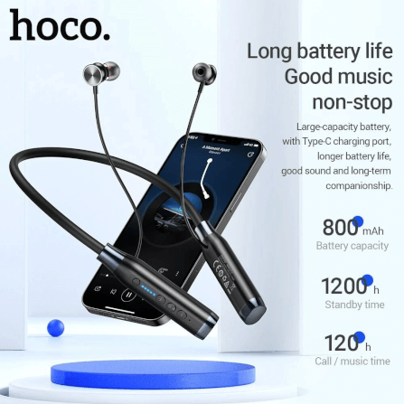หูฟังไร้สาย HOCO ES62 สีเทา แบบคล้องคอ ใช้งานได้ต่อเนื่อง 120 ชม. รองรับ TF CARD ความจุ 32 GB_1