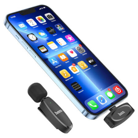 ไมโครโฟนไร้สาย HOCO L15 IOS LIGHTNING ระบบรับเสียง 360° ความถี่ 2.4GHZ ระยะการใช้งาน 15 เมตร สำหรับ IPHONE_1