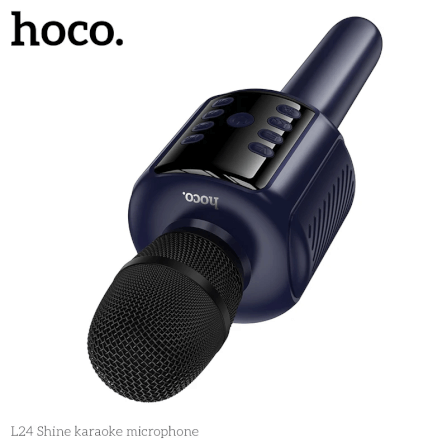 ไมโครโฟนคาราโอเกะ HOCO L24 สีน้ำเงิน พร้อมลำโพงในตัว บลูทูธ 5.4, ไฟ RGB, เล่นไฟล์ผ่าน USB/TF/AUX_1