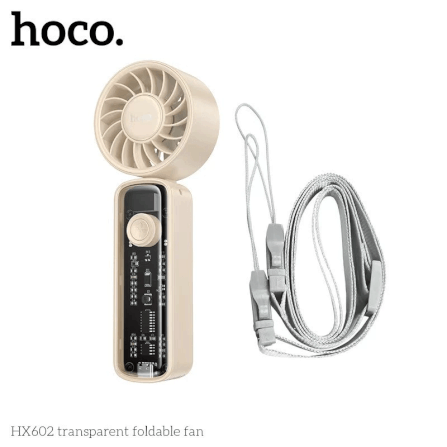 พัดลมพกพา HOCO HX602 ปรับแรงลม 100 ระดับ พับได้ 90° แบตเตอรี่ 6.5 ชม. ความเร็วมอเตอร์ 8000RPM_1