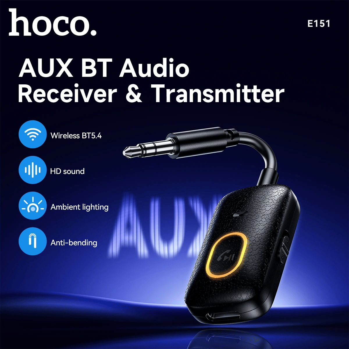 อะแดปเตอร์บลูทูธ AUX 2IN1 HOCO E151 รองรับ 2 โหมด รับสัญญาณบลูทูธ & ส่งสัญญาณบลูทูธ ไมโครโฟนในตัว_1