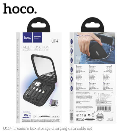 ชุดสายชาร์จเร็ว 6IN1 HOCO U114 สีดำ พร้อมกล่องเก็บ TYPE-C TO TYPE-C จ่ายไฟ 60W พร้อมหัวแปลง_10