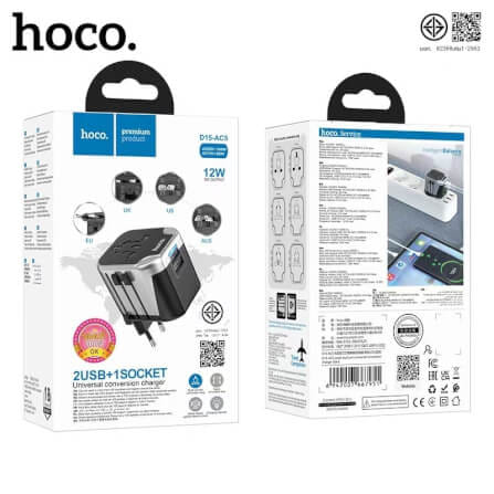 ปลั๊กแปลง 3 IN 1 UNIVERSAL HOCO AC5 2USB + 1AC รองรับโซน EU/UK/US/AUS_10