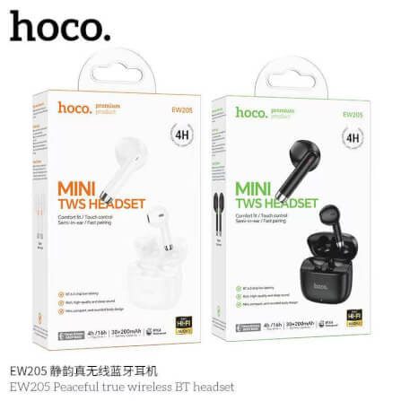 หูฟังไร้สาย TWS HOCO EW205 สีดำ กันน้ำ IPX4 บลูทูธ 6.0 เสียง HI-FI_10