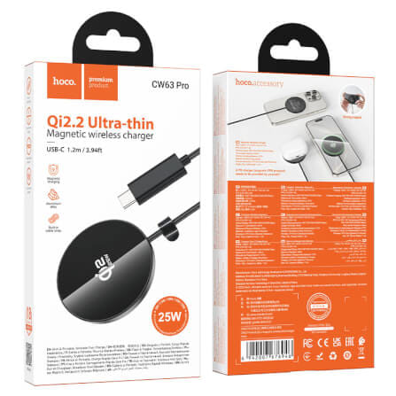 แท่นชาร์จไร้สาย QI2.2 HOCO CW63 PRO สีดำ จ่ายไฟสูงสุด 25W สำหรับสมาร์ทโฟน & หูฟังไร้สาย_10