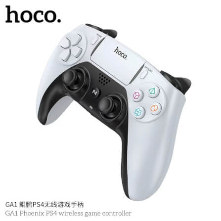 จอยเกมไร้สาย HOCO GA1 สำหรับใช้กับ PS4 รองรับระบบสั่น ระบบเสียง เ, 6-AXIS GYROSCOPE, Bชื่อมต่อหูฟังได้ สีขาว_2