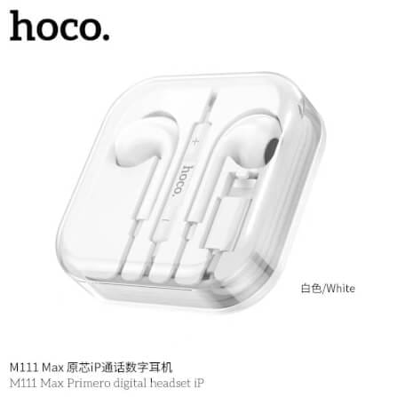 หูฟังอินเอียร์ HOCO M111 MAX สายไลท์นิ่ง สำหรับ IPHONE รุ่น 6-14 ไมค์ในตัว สีขาว_2