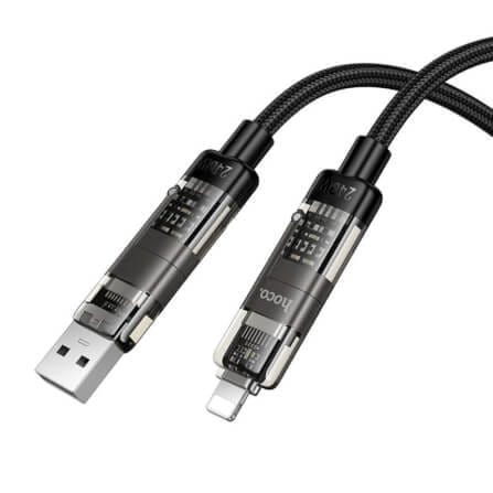 สายชาร์จเร็ว 4IN1 HOCO U151 สีดำ จ่ายไฟ 240W TYPE-C & USB-A TO TYPE-C / IP_2