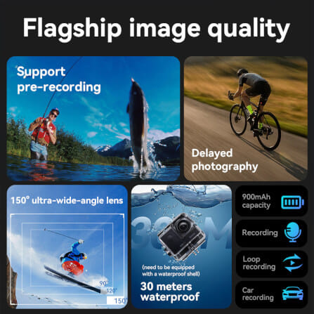 กล้องแอคชั่น HOCO DV100 สีดำ กันน้ำลึก 30 เมตร เลนส์ 150 องศา 1080P / 30FPS หน้าจอ IPS 2 นิ้ว_2