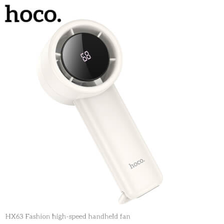 พัดลมพกพา HOCO HX63 แรงลมเทอร์โบ ปรับได้ 100 ระดับ หน้าจอดิจิทัล แบตเตอรี่ 2000MAH ใช้งานสูงสุด 6 ชั่วโมง_2