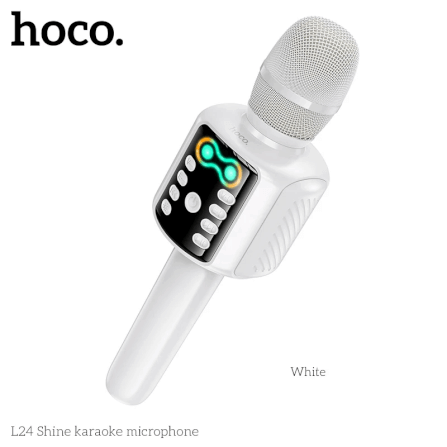 ไมโครโฟนคาราโอเกะ HOCO L24 สีขาว พร้อมลำโพงในตัว บลูทูธ 5.4, ไฟ RGB, เล่นไฟล์ผ่าน USB/TF/AUX_2