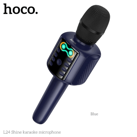 ไมโครโฟนคาราโอเกะ HOCO L24 สีน้ำเงิน พร้อมลำโพงในตัว บลูทูธ 5.4, ไฟ RGB, เล่นไฟล์ผ่าน USB/TF/AUX_2