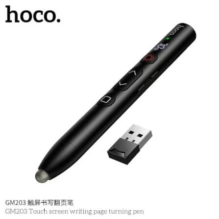 เลเซอร์พอยเตอร์ 2-IN-1 HOCO GM203 พร้อมรีโมทควบคุมการนำเสนอ & ปากกาสไตลัส หน้าจอ LED ระบบส่งสัญญาณ 2.4G_2