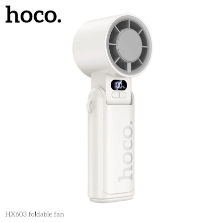 พัดลมพกพา HOCO HX603 สีขาว ปรับแรงลม 199 ระดับ พับได้ 90° แบตเตอรี่ 10 ชม._2