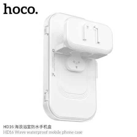กล่องใส่โทรศัพท์กันน้ำ HOCO HD16 แบบติดผนัง สีขาว รองรับจอสัมผัส หมุนได้ 360°_3